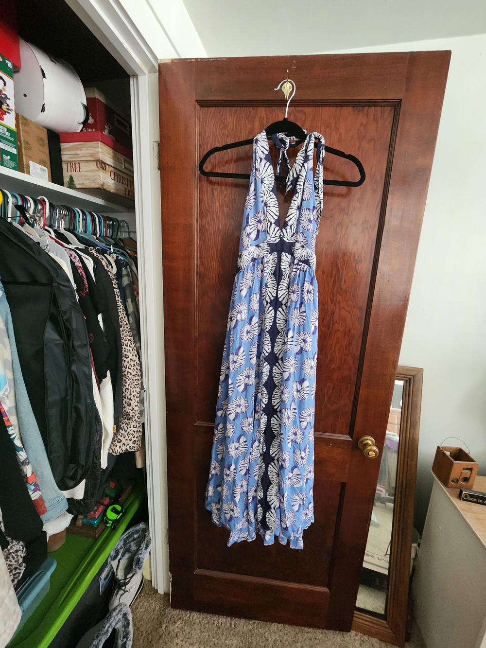 By Anthropologie Halter Cutout Midi Dress NWOT Iris Blue - Size Small